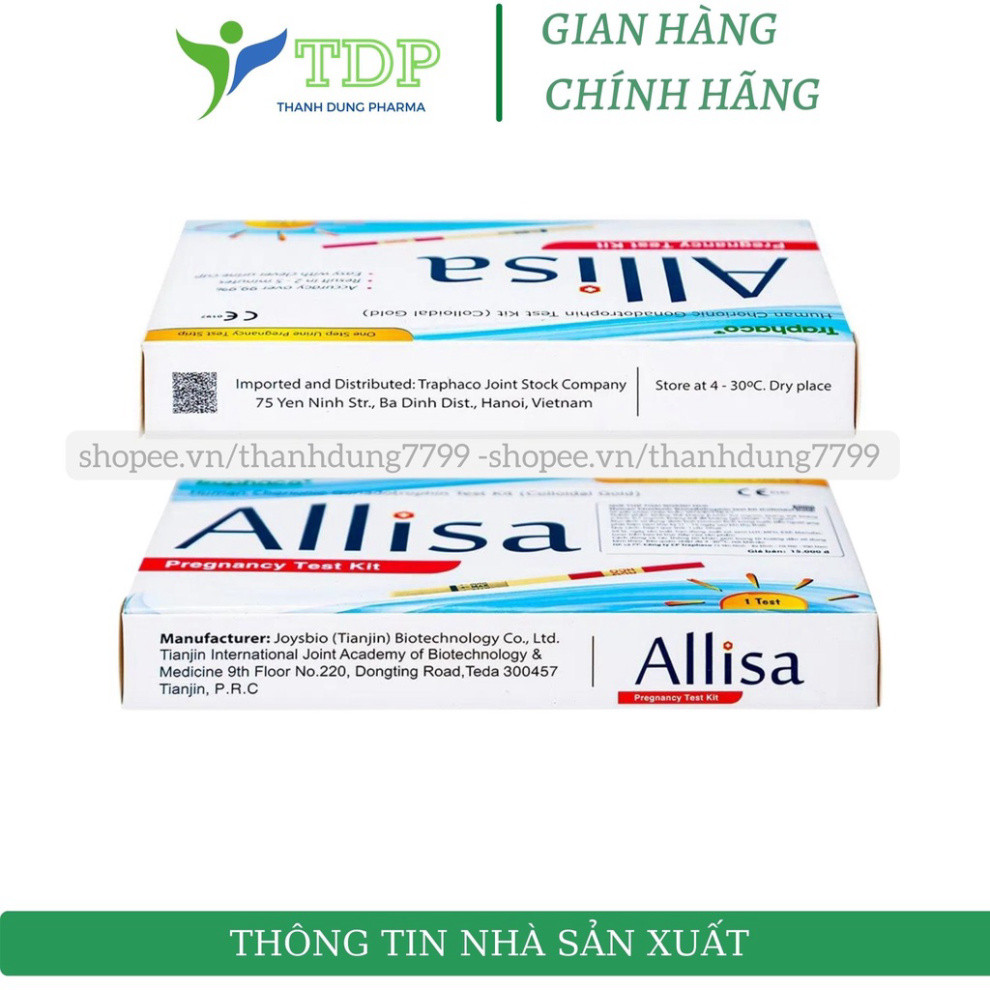Que thử thai Alisa Traphaco, đạt chuẩn xuất Châu Âu, chính xác Mọi Thời Điểm Trong Ngày (Hộp 1 Que)
