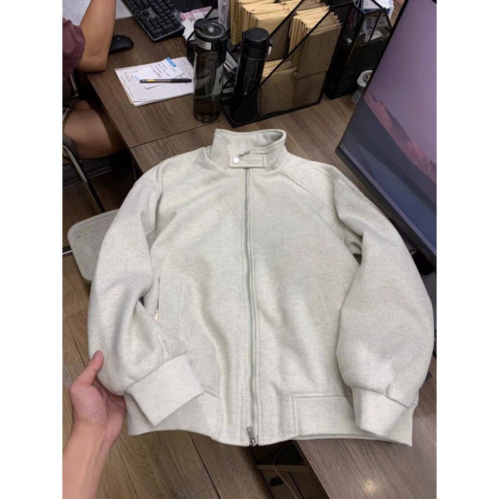 Áo Bomber dạ Lộn Dày Dặn, Áo Khoác Cổ Cao Khuy Bấm BN11