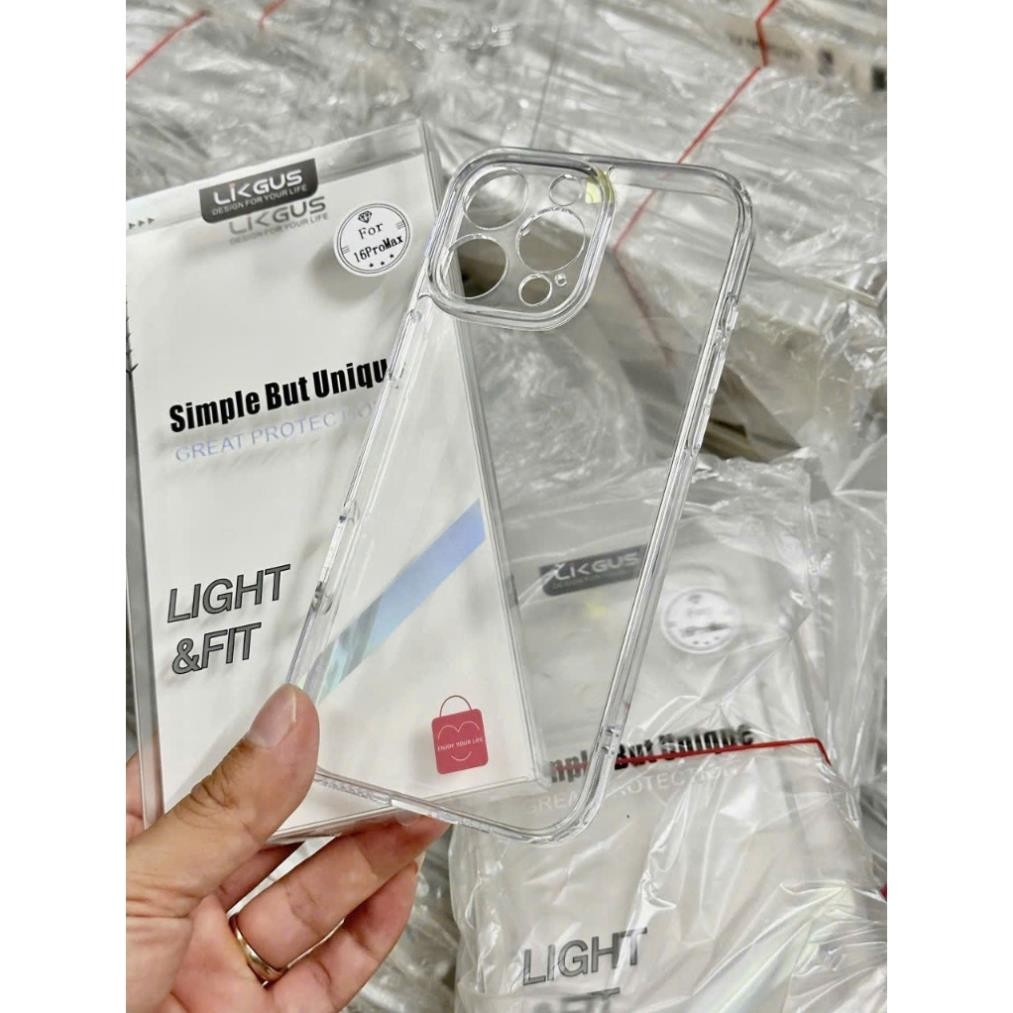 Ốp lưng LIKGUS bảo vệ Camera meka trong suốt không ố màu iPhone 16/16 Plus/16 Pro/16 Pro max