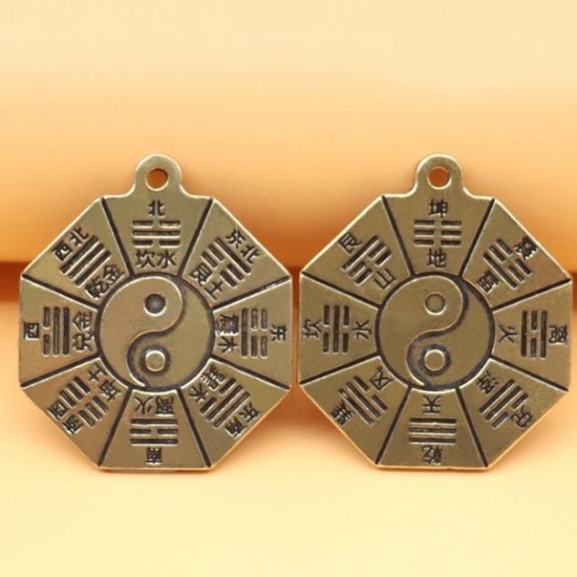 Móc Khóa Đồng Thau,Mặt Dây Chuyền Bát Quái (Loại Dày)