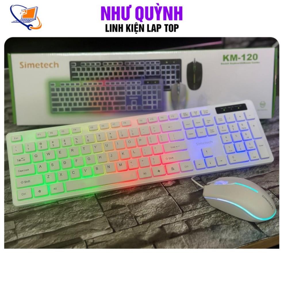 COMBO BÀN PHÍM VÀ CHUỘT CÓ DÂY SIMETECH KM120 - MÀU TRẮNG NEW