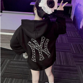  Áo Khoác Nỉ Thêu NY  Áo Hoodie Khóa Kéo Dày Dặn Dáng Rộng Nam Nữ Phong Cách Hàn Quốc Gía Sinh Viên . 