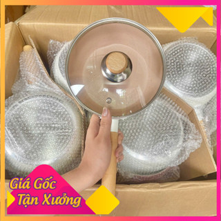 Chảo chống dính sâu lòng mini 18cm có nắp đun bếp từ dùng cho mọi loại bếp