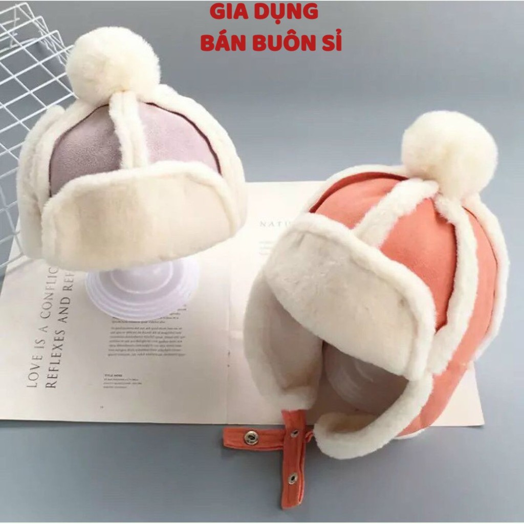 Mũ phi công lót lông cừu cho bé
