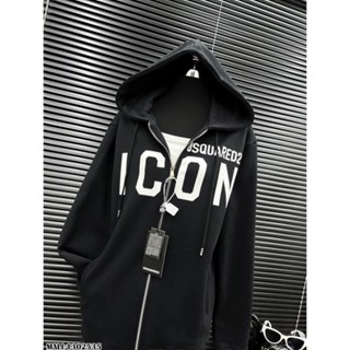 áo khoác nỉ khóa mũ nam nữ icon dsquared2 màu đen Ln2023
