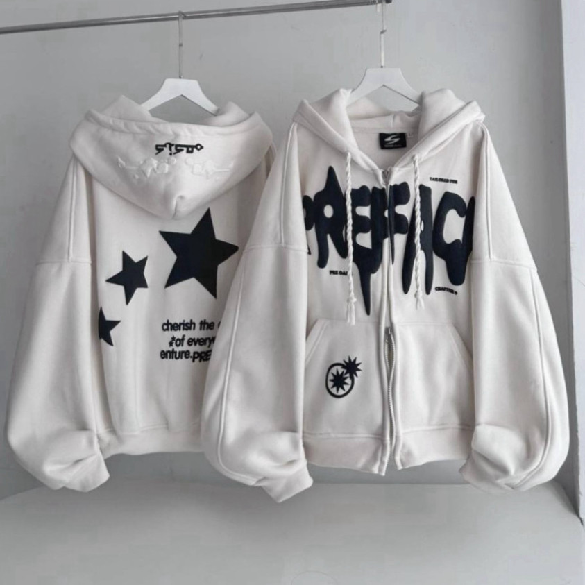 Áo Khoác Nỉ Bông In Nổi Boxy THREE STARS Unisex_SSSTore