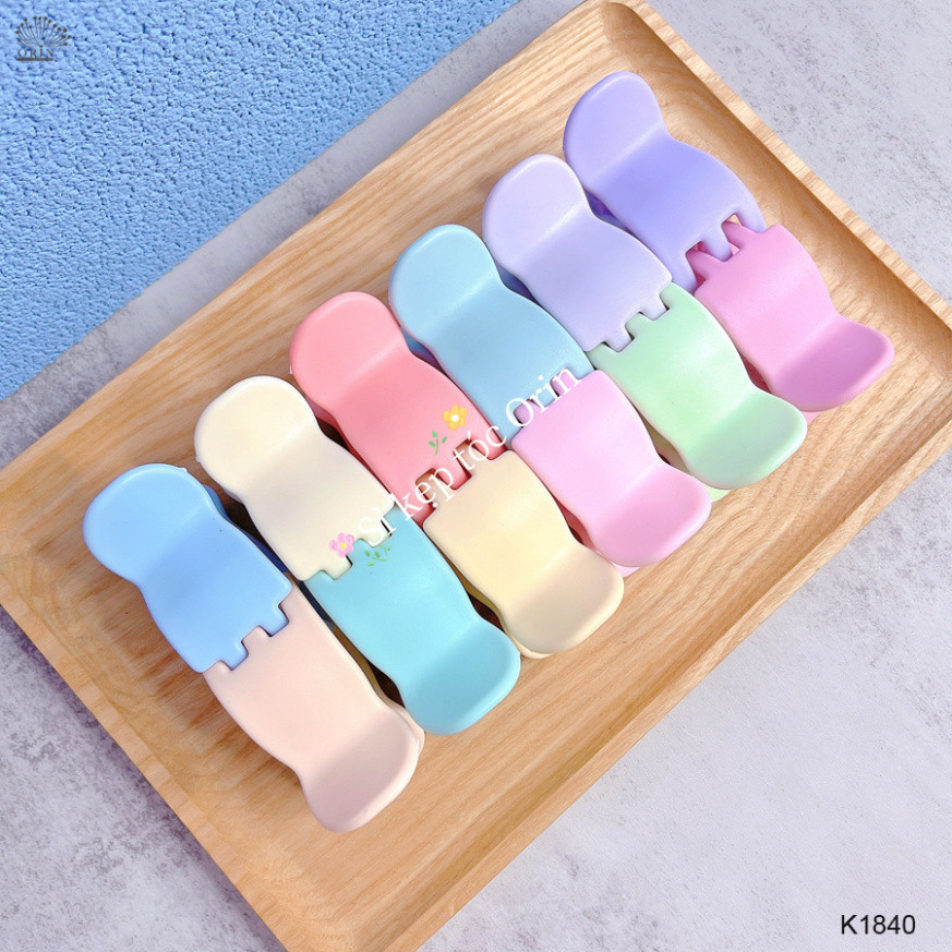 ( Sỉ) Set 12 kẹp tóc càng cua 3 răng, 5 răng đầu tròn màu pastel cao cấp Orin K1840