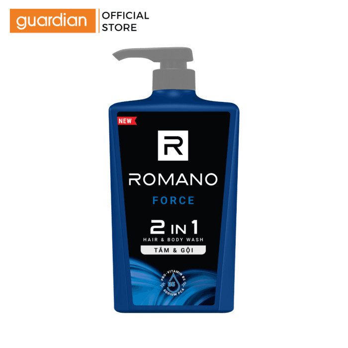 Dầu Tắm Gội 2 Trong 1 Sạch Sâu Cuốn Hút Romano Force Hair & Body Wash Dành Cho Nam 650Gr