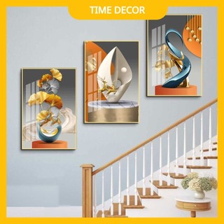 Bộ 3 Tranh Cầu Thang Tráng Gương Goldsun  Laminate Cao cấp, Tranh Treo Tường Goldsun  Decor Trang Trí Nhà Cửa.