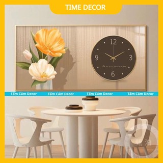 Đồng Hồ Tráng Gương Nghệ Thuật Goldsun  BÔNG HOA In UV 5D tranh cao cấp. sang trọng, trang trí phòng khách, phòng ngủ