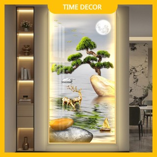 Tranh Tráng Gương Goldsun "HƯƠU PHÚ QUÝ TÀI LỘC" In UV5D Cao Cấp / Trang Trí Phòng Khách/  Phòng Ăn/ Phòng Làm Việc.