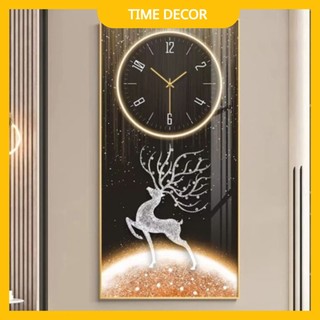Tranh Đồng Hồ Treo Tường Tráng Gương Goldsun " Hươu Tài Lộc"  Decor Nhà Cửa - In UV 5D Cao  Cấp Giá Sỉ Tại  Xưởng.