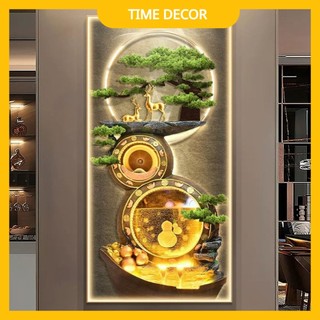 Tranh Tráng Gương Goldsun "HƯƠU PHÚ QUÝ TÀI LỘC" In UV5D Cao Cấp / Trang Trí Phòng Khách/  Phòng Ăn/ Phòng Làm Việc.
