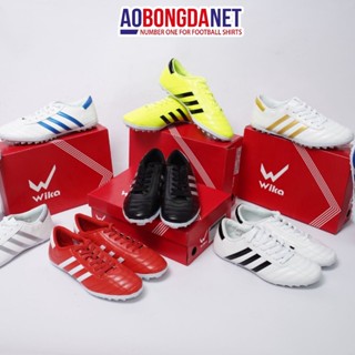 Giày Đá Bóng Nam Ba Sọc Ct3 Chính Hãng Wika, Giày Đá Banh Sân Cỏ Nhân Tạo Da Pu, Đã Khâu Toàn Bộ Đế Siêu Bền Ôm Chân