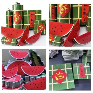 Mô hình bánh Chưng ,bánh Tét , Dưa Hấu bằng hộp Giấy gấp-trang trí Tết