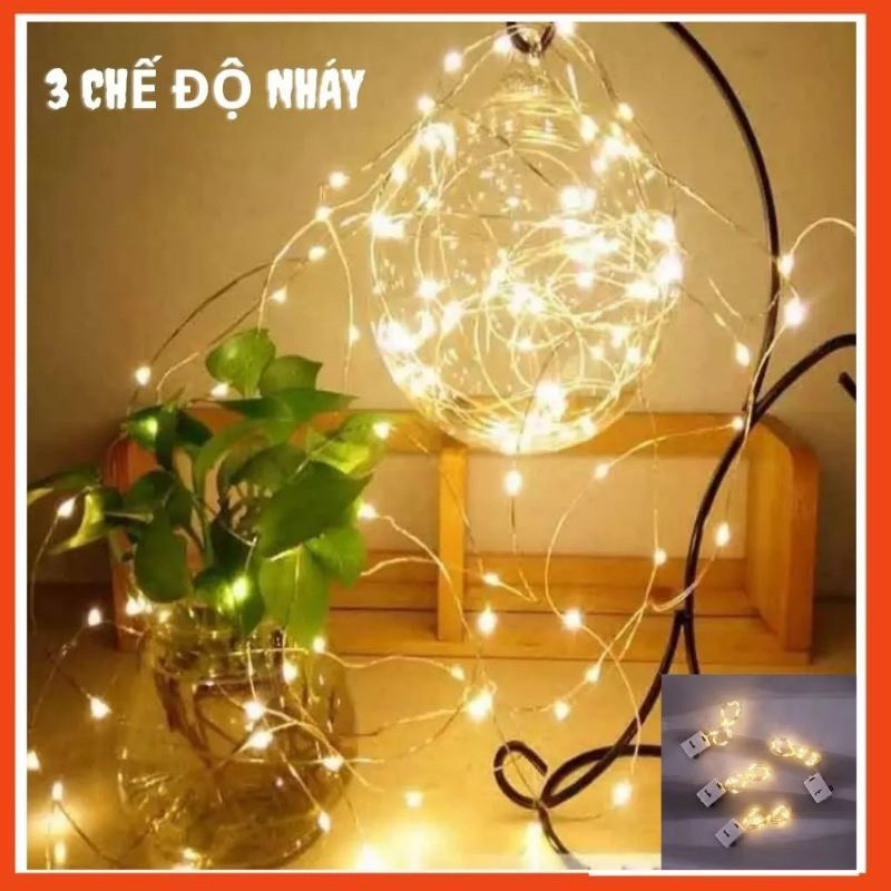 Đèn led trang trí fairylight đom đóm có sẵn pin dài 1m-2m