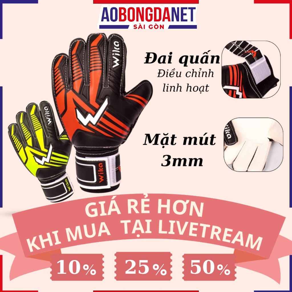 Găng Tay Thủ Môn Wika Sketon Chính Hãng, Găng Bắt Bóng Hỗ Trợ Lực Bảo Vệ Tay Dính Bóng