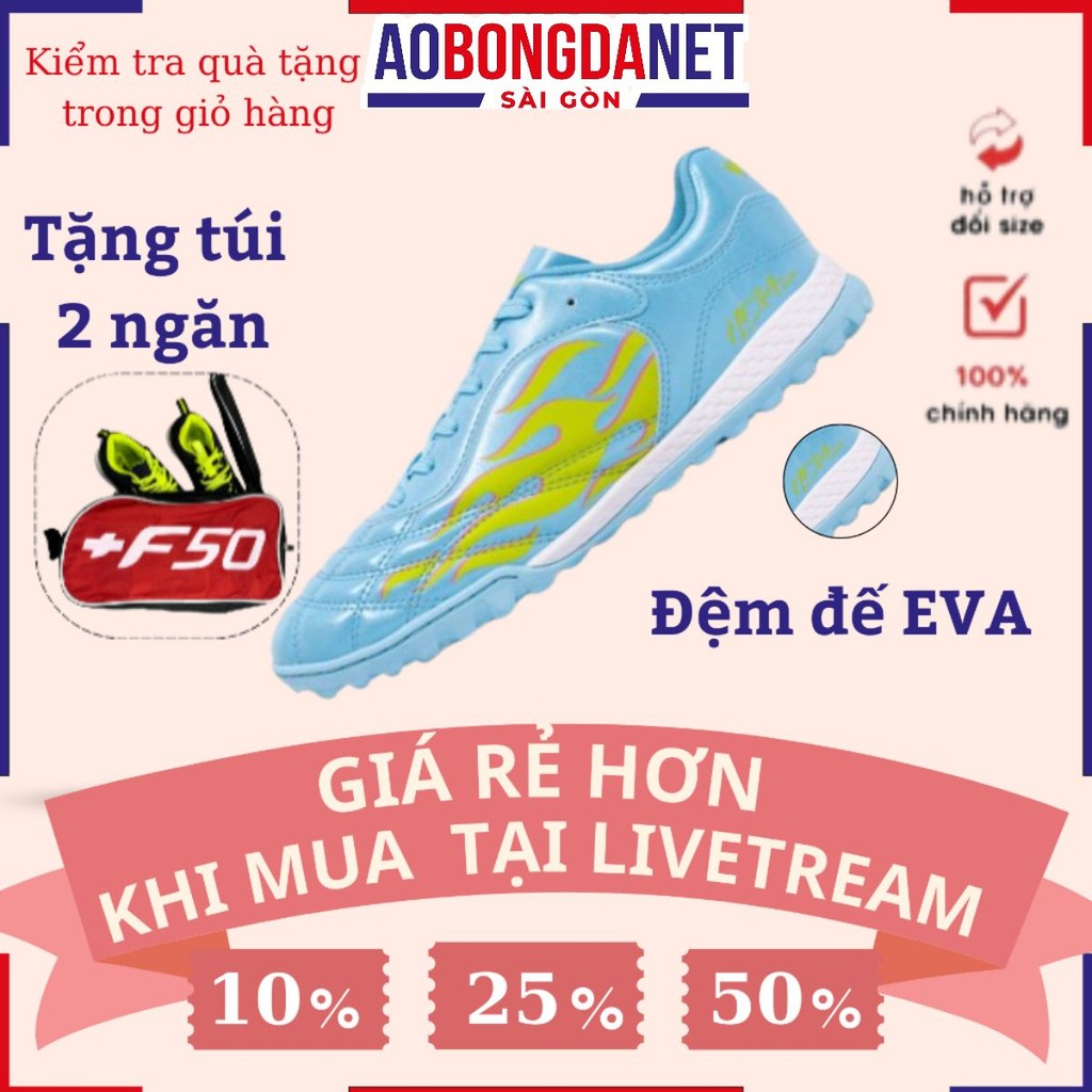Giày Đá Banh Wika Hoàng Đức HD14 Elite, Giày Bóng Đá Sân Cỏ Nhân Tạo Phủ Chống Thấm Nano Ôm Chân