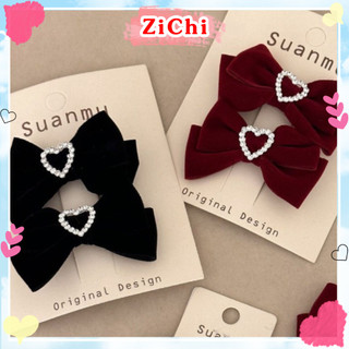  Kẹp tóc nơ nhung tiểu thư đính trái tim cute dễ thương dành cho nữ ZiChi  HOCH30 