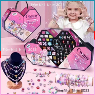 Bộ Đồ Chơi Trang Sức Vòng PANDORA, Kèm 384 CHARM DIY, FULL BOX Tình Yêu Cực Đẹp Dành Cho Bé Gái