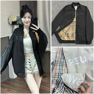  Áo Khoác Gió Bomber BBR Lót Kẻ Logo Thêu 2 Lớp Mã mới hottrend 2024 dày dặn form rộng dáng unisex nam nữ HARIQUEEN 