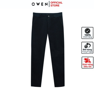 Quần dài kaki nam OWEN QKSL241234 khaki công sở cao cấp màu xanh navy CVC Spandex dáng slim fit cạp tăng đơ co giãn