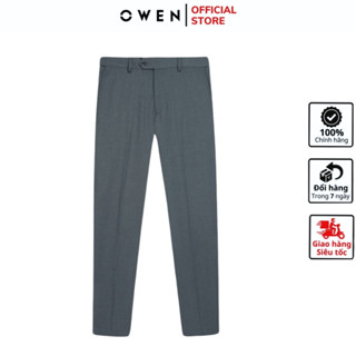  Quần âu nam công sở cao cấp OWEN QRT242471R đồ tây xịn phom regular fit có cạp tăng đơ màu xám nhạt chất poly chống nhăn 