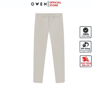 Quần âu nam công sở cao cấp OWEN QG242425 đồ tây xịn phom sport life mới màu be vải polyester chống nhăn