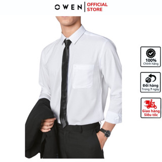 Áo sơ mi trắng nam dài tay OWEN somi công sở vải nano cao cấp mềm mát trơn màu dáng suông có túi hoặc dáng ôm không túi