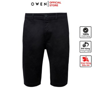 Quần short jean nam hàng hiệu OWEN SK231286 sóc đùi ngố màu đen dáng slim fit ôm vừa chất vải cotton cao cấp mềm mát