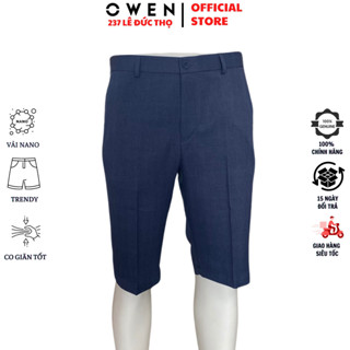 Quần short âu nam OWEN SV242430 sooc tây ngố đùi màu xanh đậm chất liệu nano cao cấp dáng trendy ôm vừa