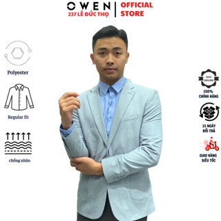  Áo khoác blazer nam demi Owen cao cấp BL231690 rời màu xám đá kẻ ngang dáng slim fit trẻ trung lịch lãm 