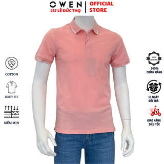 Áo thun cổ bẻ OWEN APV231346 polo nam ngắn tay Màu hồng vải cotton mềm mại cao cấp phông dáng body fit trẻ trung