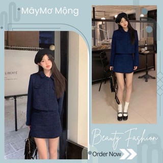    Sẵn hàng - Sét dạ áo khoác kèm chân váy chữ A xinh xắn LISA STORE 