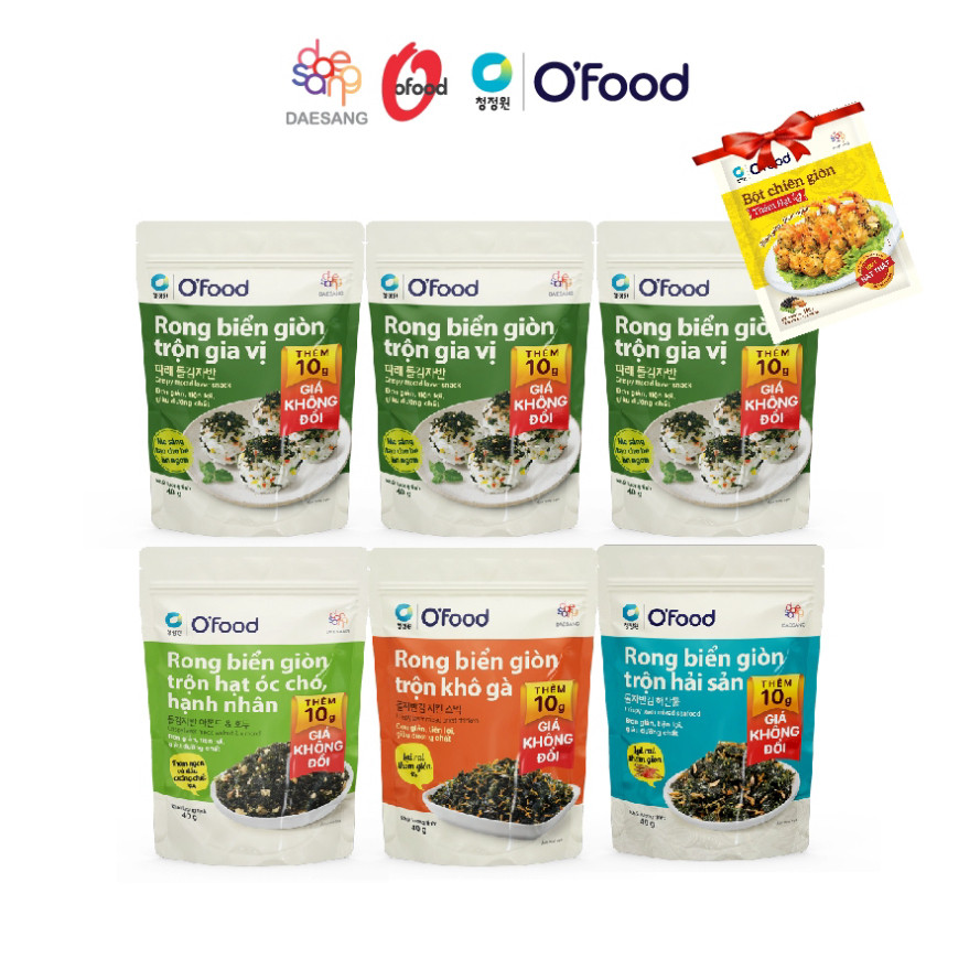 [O'Food x Gil Lê] - [Tặng bột chiên giòn] Combo 6 rong biển giòn 40g O'food trộn 4 vị