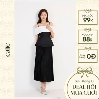 Áo peplum nữ trễ vai phối đáp ngực sang chảnh tiểu thư chất Taffete CALIE PL055