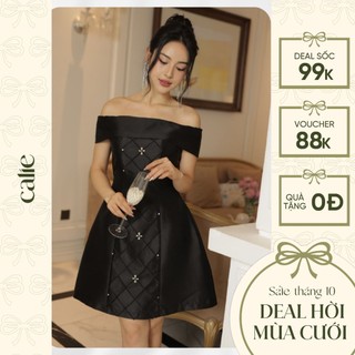 Đầm/Váy Dự Tiệc Dáng A Trễ Vai Đính Đá Chất Liệu Taffeta Cao Cấp Sang Trọng, Quý Phái Calie VA367