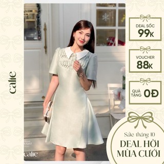 Váy nữ dáng xòe ngắn bồng vai xếp ly đáp ngực CALIE VX157