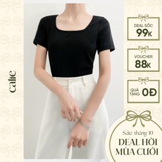 Áo len cộc tay chất len tăm basic thời trang thiết kế nữ Calie AF134