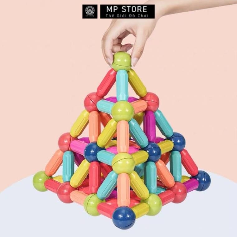 Bộ xếp hình nam châm 64 và 72 chi tiết,Đồ chơi xếp hình cao cấp Montessori thông minh an toàn cho bé