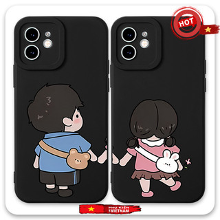  Ốp lưng mềm hình cặp đôi độc lạ đen Cho iPhone 16 15 14 13 12 11 Pro Max X XR XS ip 8 7 Plus PKVN521 
