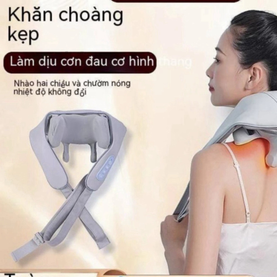 Máy Massage Cổ Vai Gáy 6D - Gối Massage Cổ Váy Thư Giãn Văn Phòng, Người Cao Tuổi