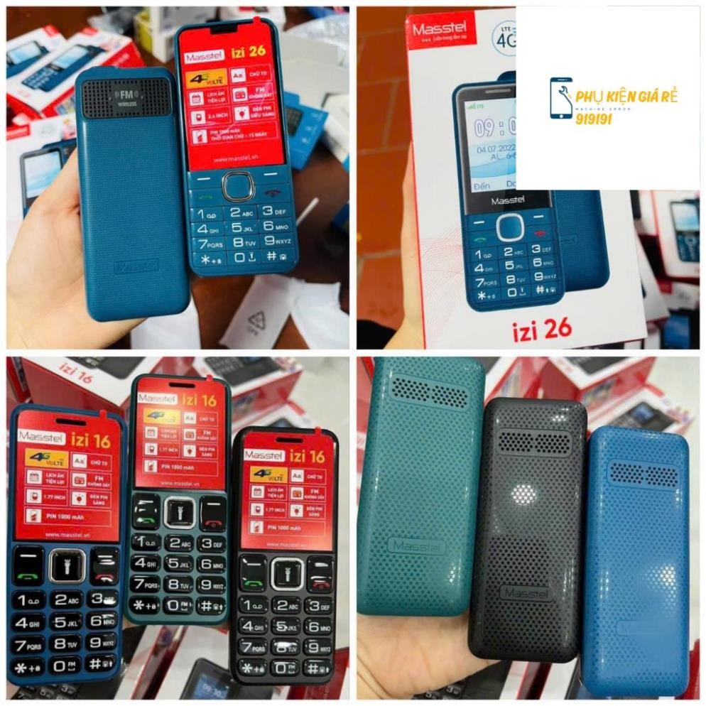 Điện thoại bàn phím Masstel iZi 16 và iZi 26 Sóng 4G chính hãng 2sim - Màn 1.77 - Pin 1000mah - FM