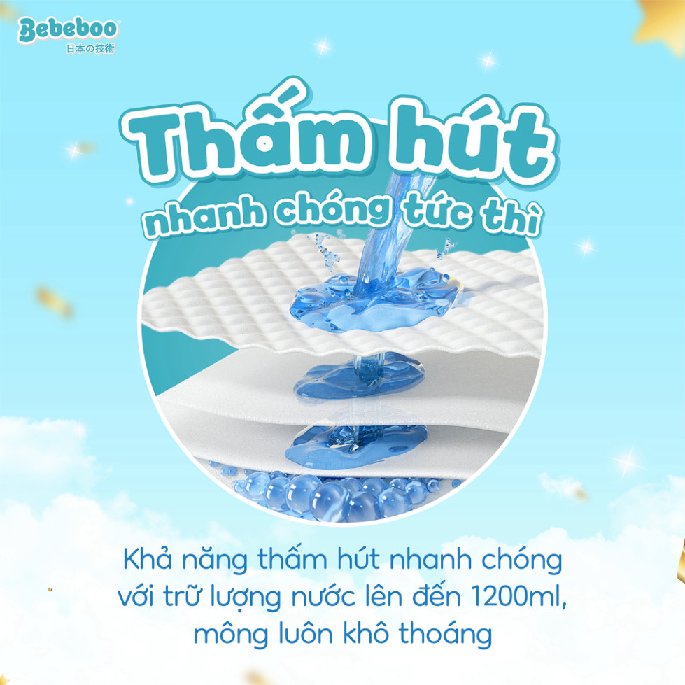Combo 2 Bịch Tã Bỉm Dán/Quần Bebeboo Nhật Bản Chính Hãng Đóng Hè Mỏng Mềm, Thấm Hút Tốt, Đủ Size Cho