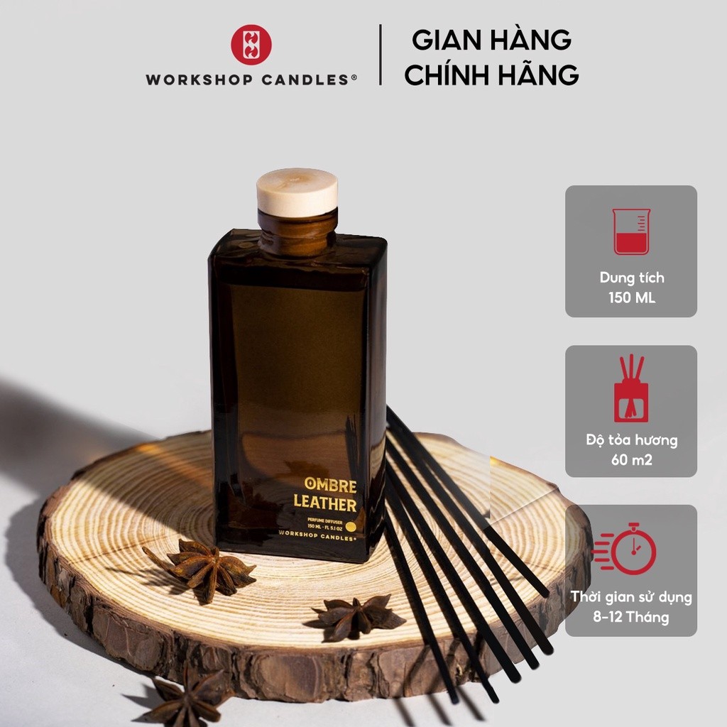 Tinh Dầu Thơm Phòng Hương Ombre Leather 150ml by Workshop Candles H&H Home