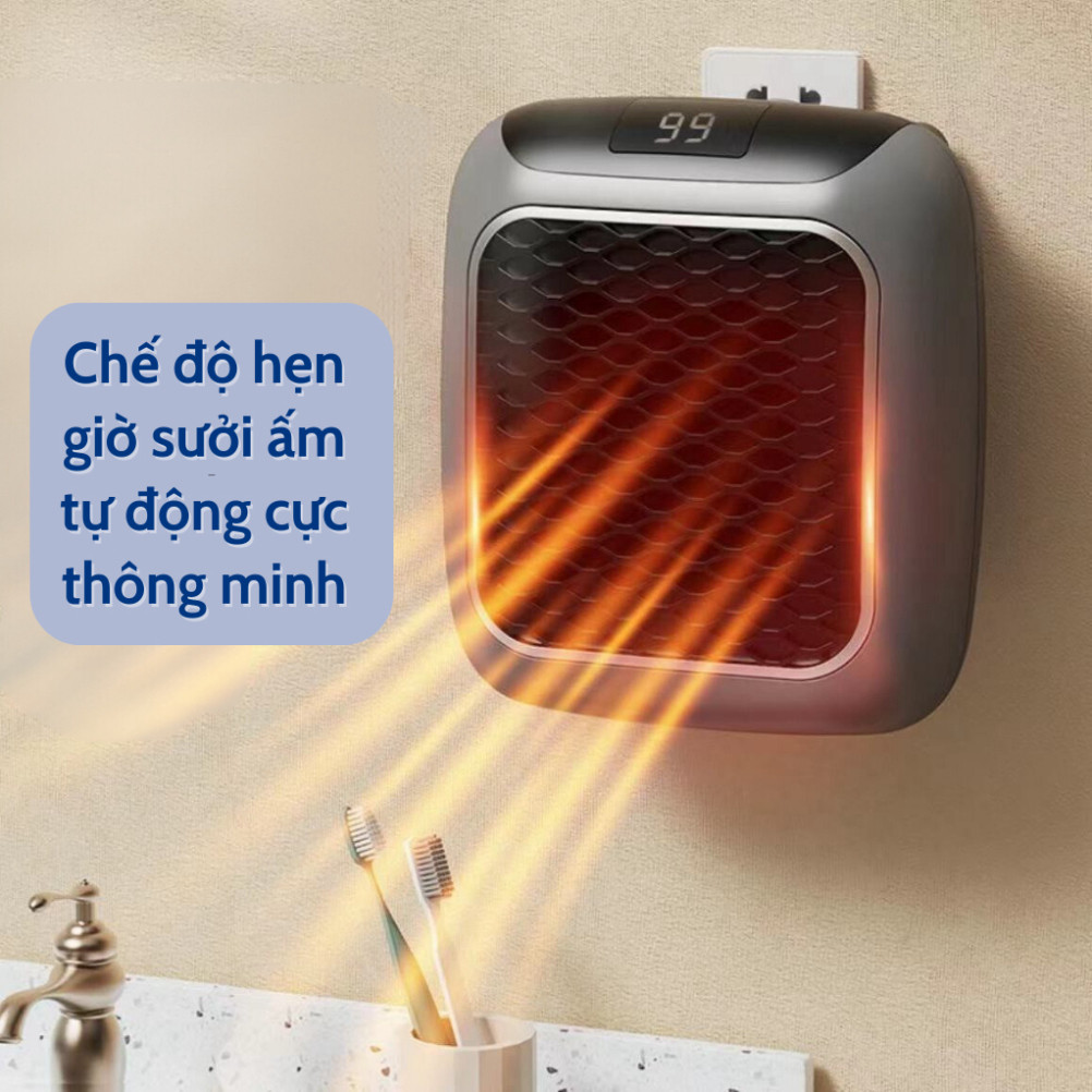 Máy sưởi mini, Máy sưởi phòng ngủ gắn tường thông minh có điều khiển,hẹn giờ tắt an toàn. Gia Dụng _ Tiện ích 89