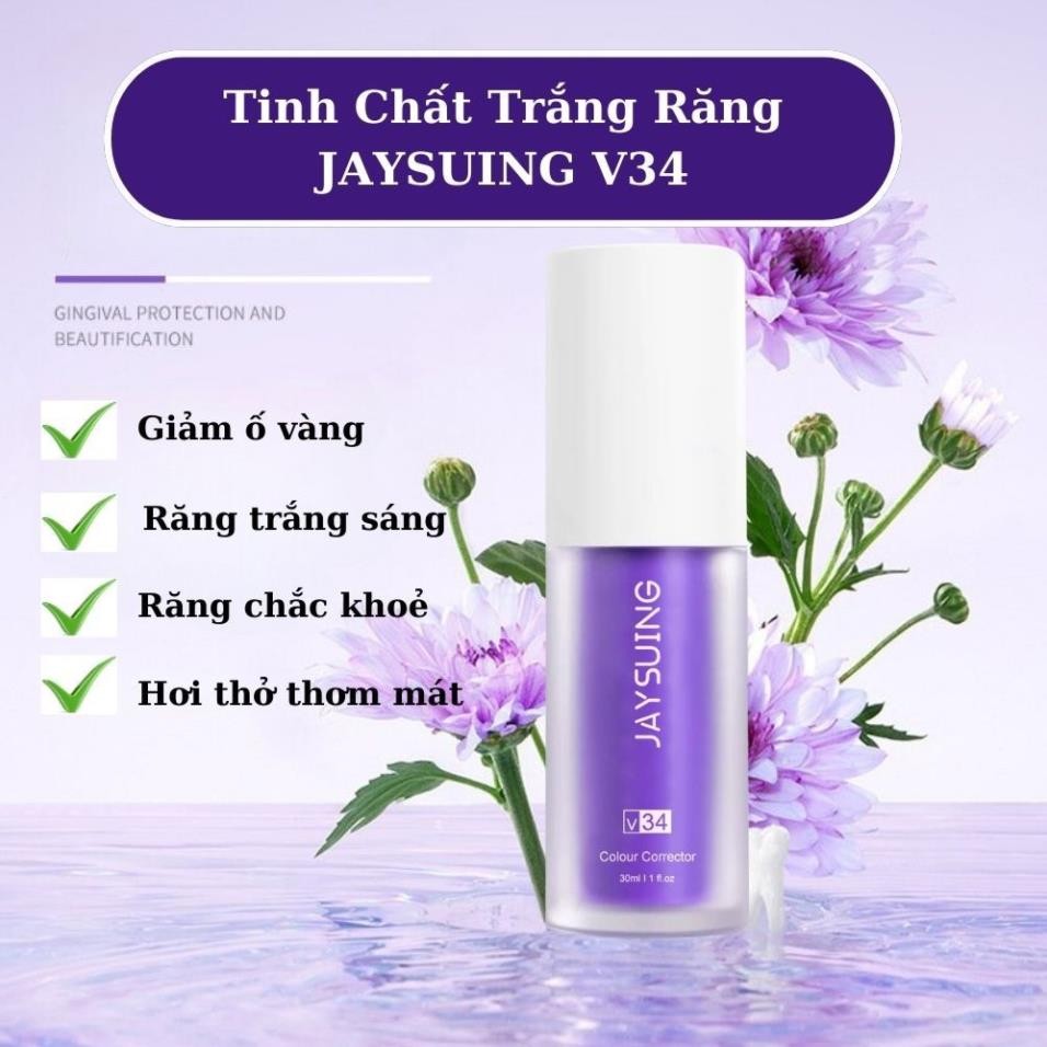 Serum trắng răng V34, serum tẩy trắng răng, tinh chất trắng răng tự nhiên giúp hơi thở thơm mát