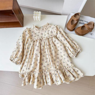    SẴN sz 90,120 Váy cho bé gái,váy babydoll hoa nhí dài tay bé gái áo carigan len bé gái theo phong cách Hàn Quốc 