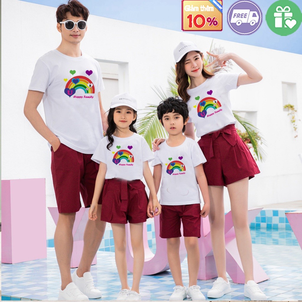 Áo đôi mẹ và bé áo gia đình 3 4 5 người set đồ bố mẹ và bé gái bé trai quần áo gia đình 4 người gia 