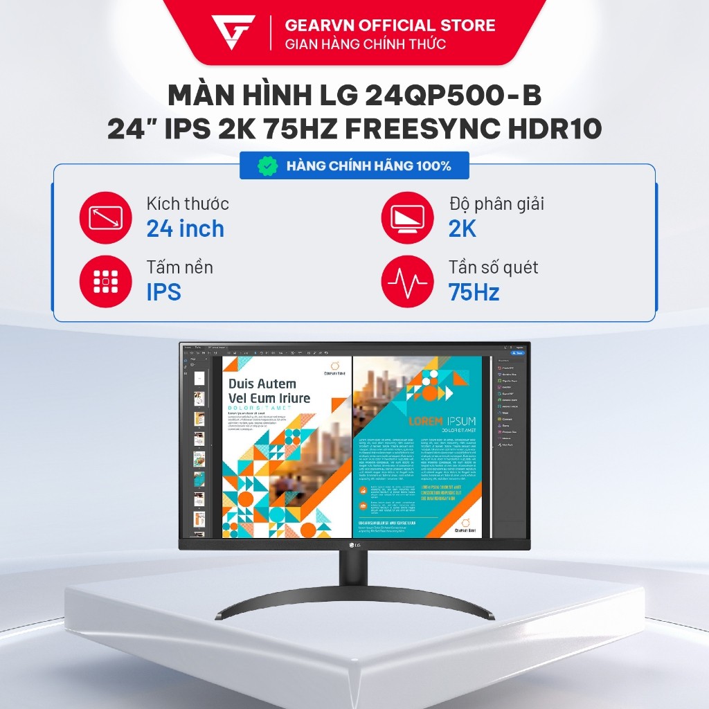 Màn hình LG 24QP500-B 24" IPS 2K 75Hz Freesync HDR10